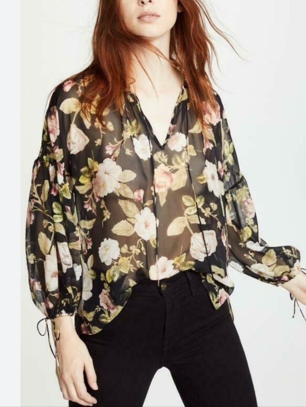 Alice+Olivia floral silk "Julius" blouse Sz S ( Will Fit Larger)